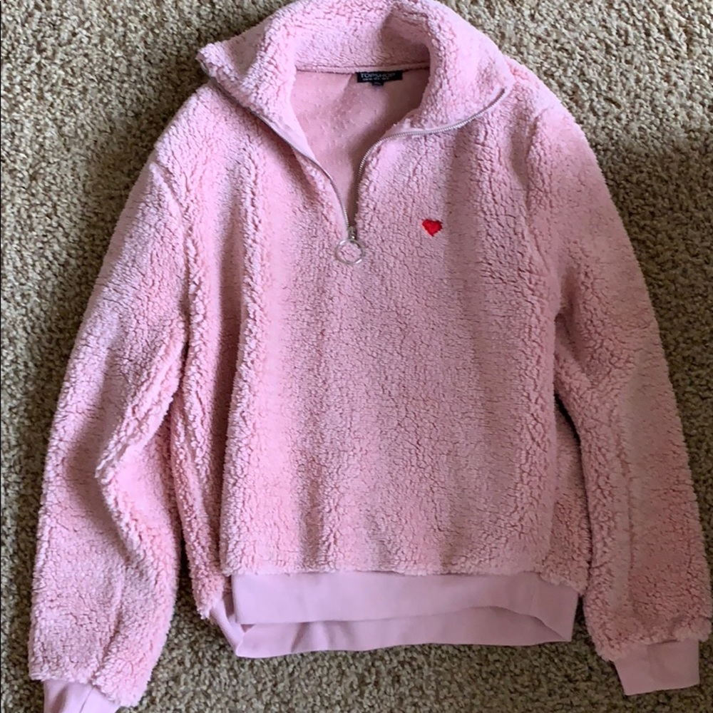 NEVER WORN topshop light pink quarter zip